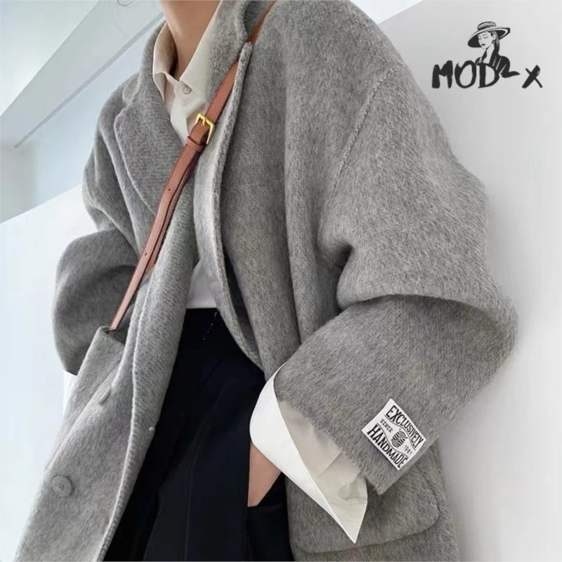 MODX 2024 Autumn/Winter New Temperament Armband Small Suit Wide Version Double-sided Wool Coat Female Thick Coat Hot New