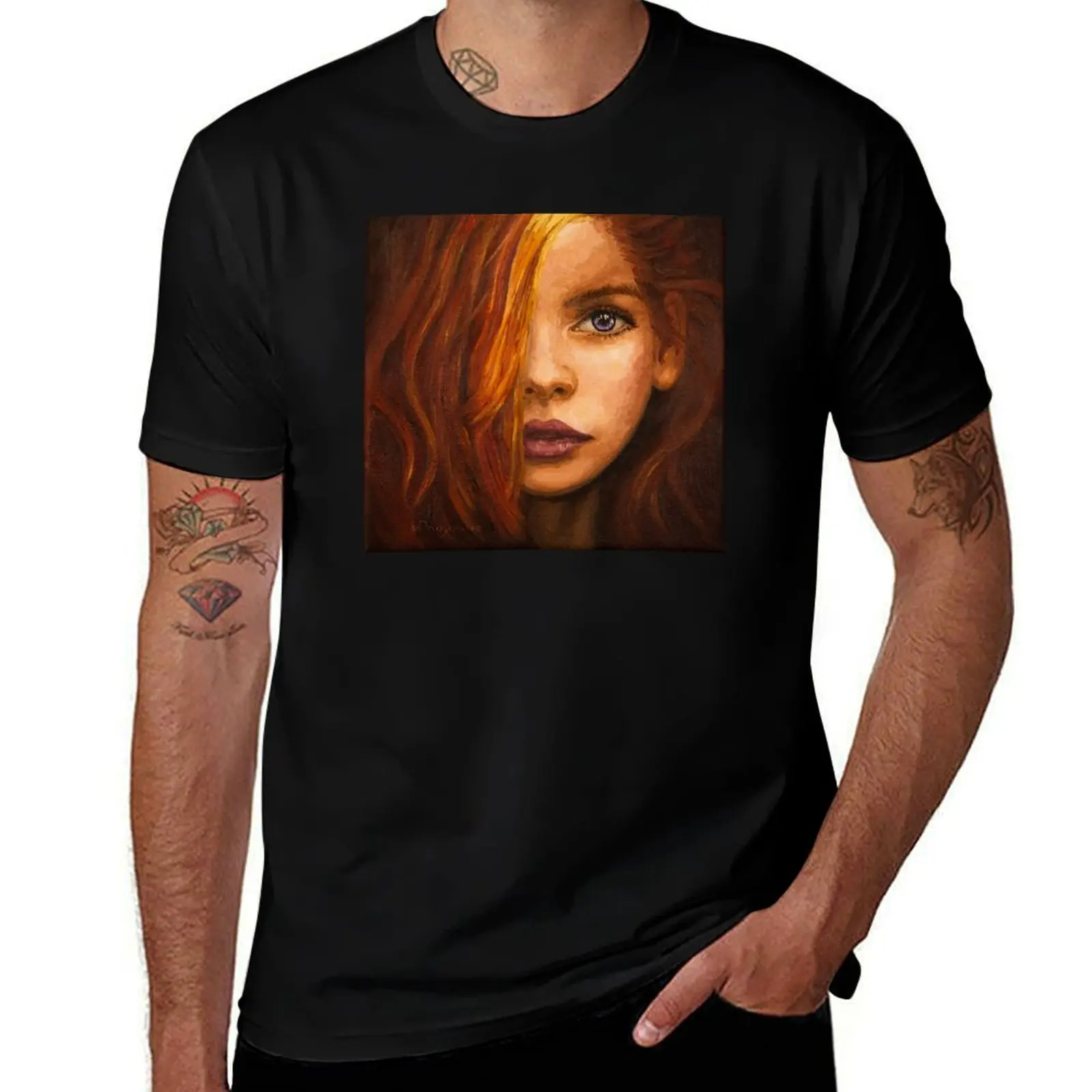 Flame-haired girl T-Shirt Halloween Theme T-Shirt