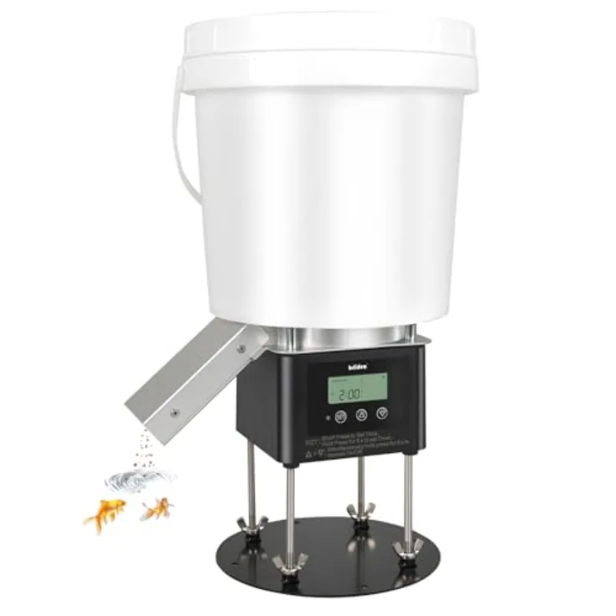 

Automatic Fish Feeder for Pond, Outdoor Pond Feeder with 4L Capacity, Timed Feeding, Anti Clog System, Wildlife - Proof Design