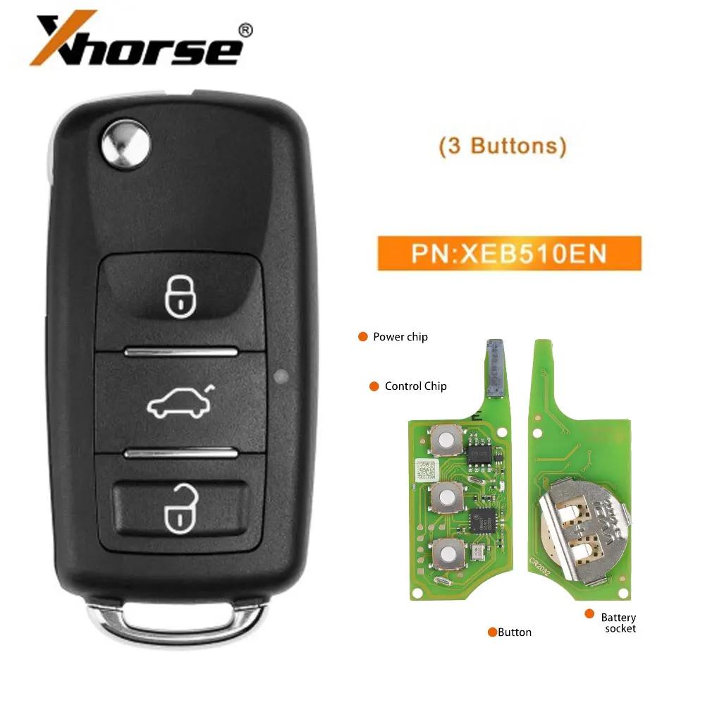 

5PCS Xhorse XEB510EN Super Remote Key for Volkswagen B5 Type Super Remote with XT27B Super Chip Car Remote Key