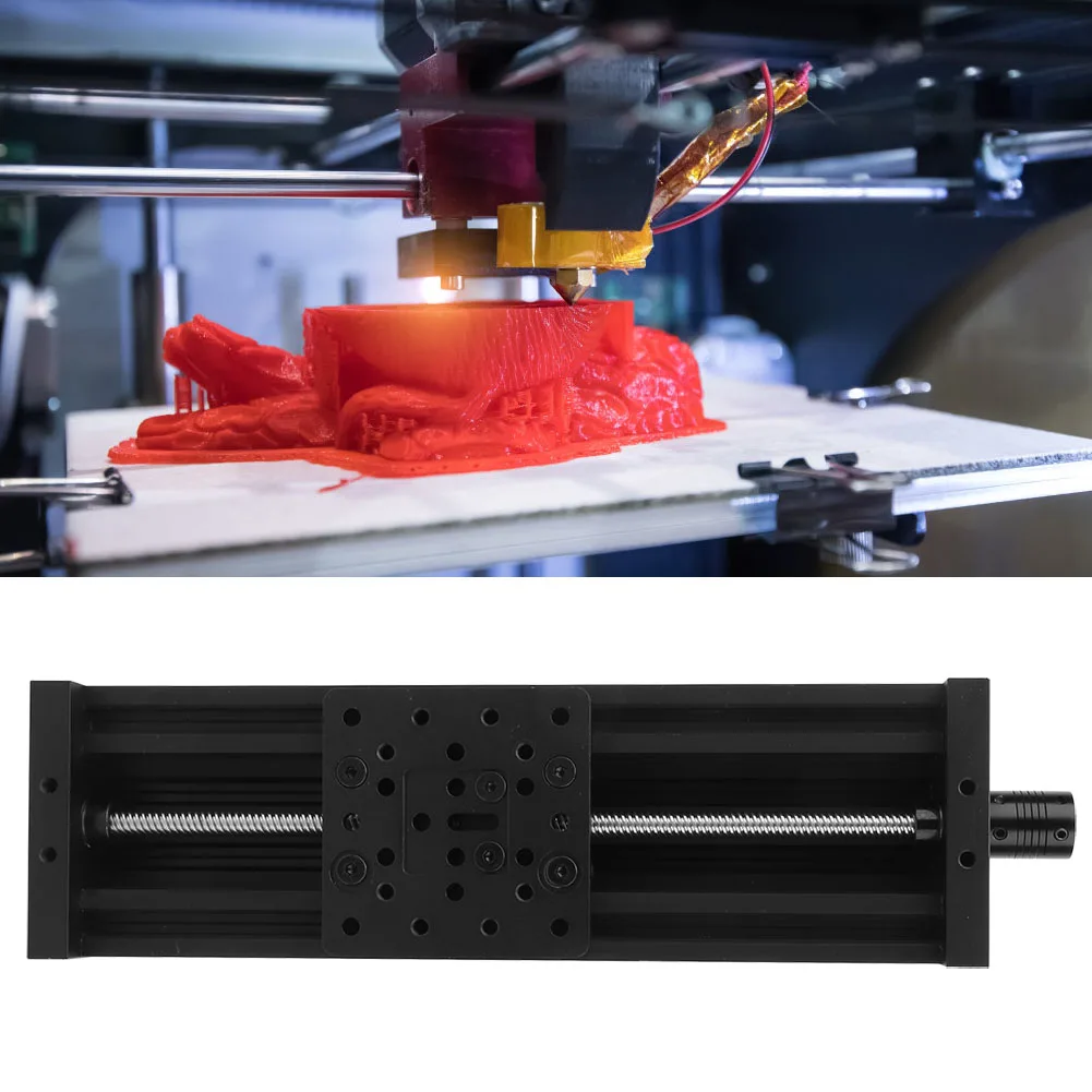 Screw Slide Linear Table Aluminum Alloy 3D Printer Engraving Machine Black/Silver Aluminum Alloy Screw Slide Linear Table