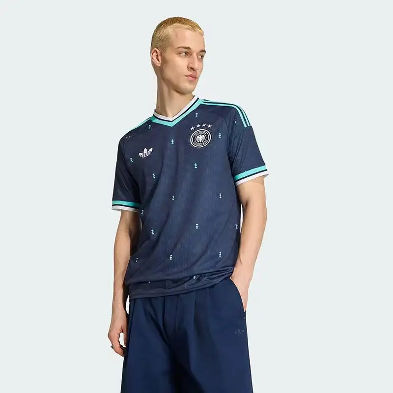 Hot 2026 Sport Adidas Germany Men Short Sleeve T Shirt Climacool Breathable V Neck Double Knit Casual Jersey JN2074 2