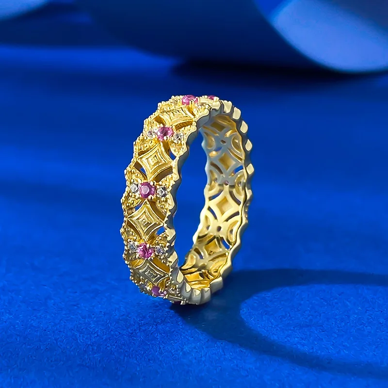 

S925 Silver Little Red Book Same Style Ring Italian Craftsmanship Ling Grace Brushed Zircon Inlaid Ring Ring Daily