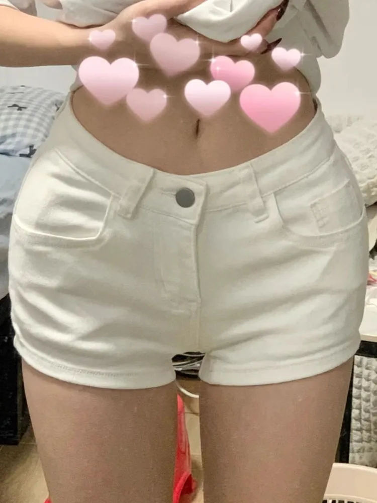 

Джинсовые орты с низкой талией, женские летние облегающие эластичные шорты в американском стиле, шорты трапециевидной формы, повседневные штаны из смеси хлопка