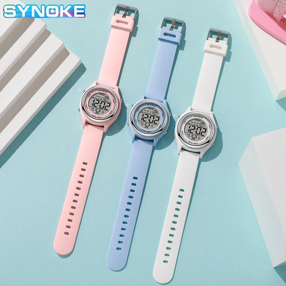 SYNOKE Colorful Children Seven Lights Watches Sport Students Digital Watch For Kids Waterproof Electronic Watch Shock Resist