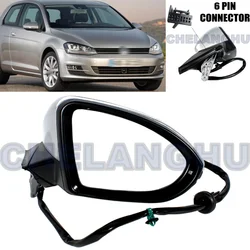 Right 6Pins Mirror Assembly For VW Golf 7 2013 2014 2015 2016 2017 2018 2019 2020 Silvery With Power Adjust Turn Light Heat