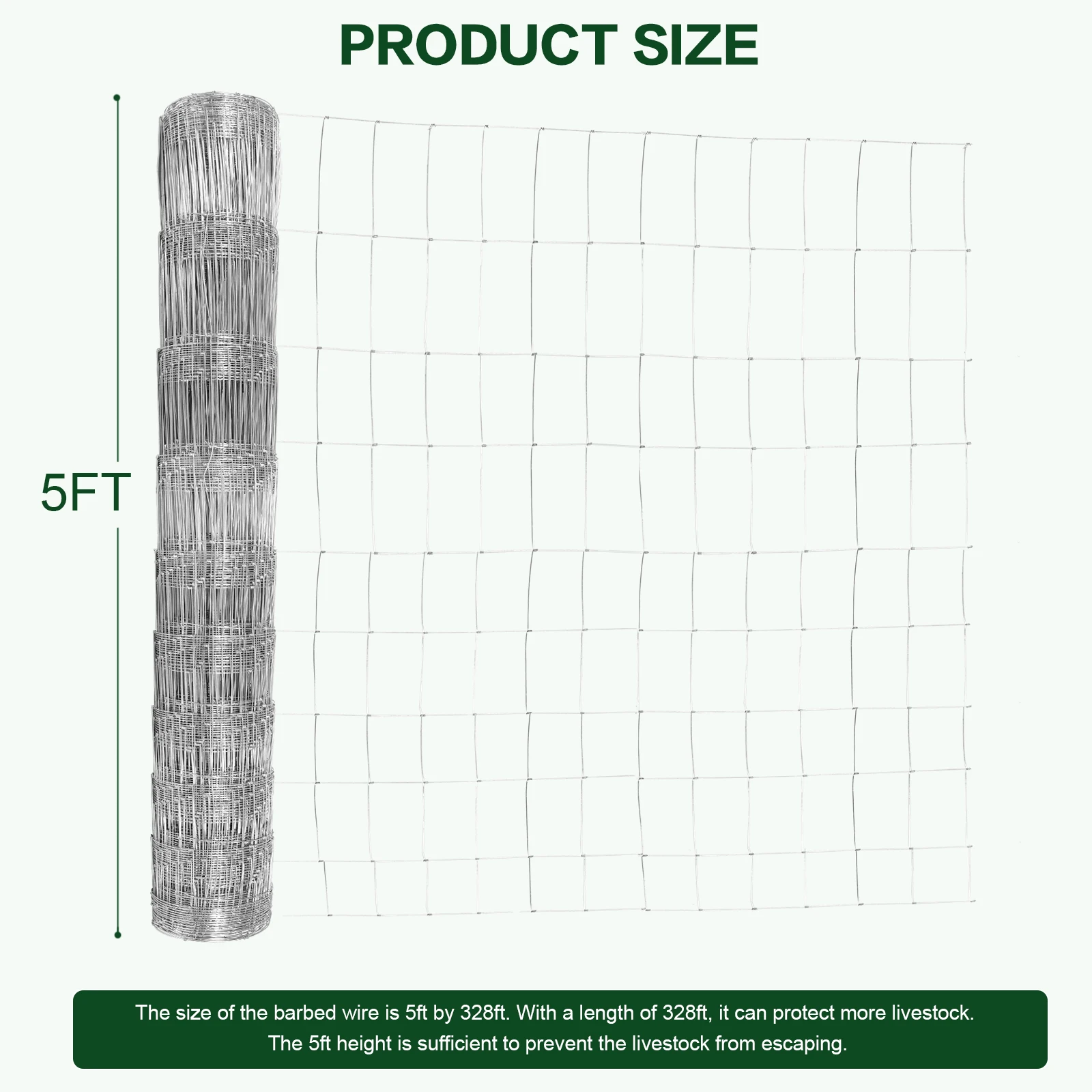 5FT/6FT Metal Farm Fence Net Agriculture Netting Fencing Wire Mesh for Goat Hog Yard Animals Field Protection Use - view 5