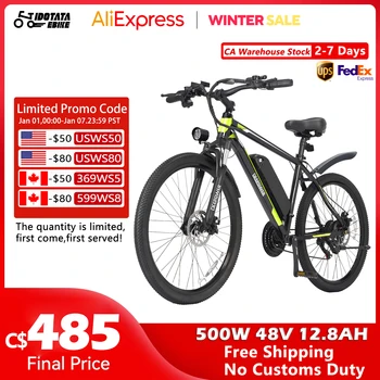 Image IDOTATA Electric Bicycle 48V 12.8AH Lithium Battery 500W Motor Adult Mountain Electric Bike 21Speed Cycling Bicycle 26INCH Ebike