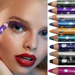 12 Color Glitter Eye Shadow Pencil Silkworm Pen Pearlescent Eyeshadow Pen Stick Sequin Long Lasting Waterproof Lipstick Pencil