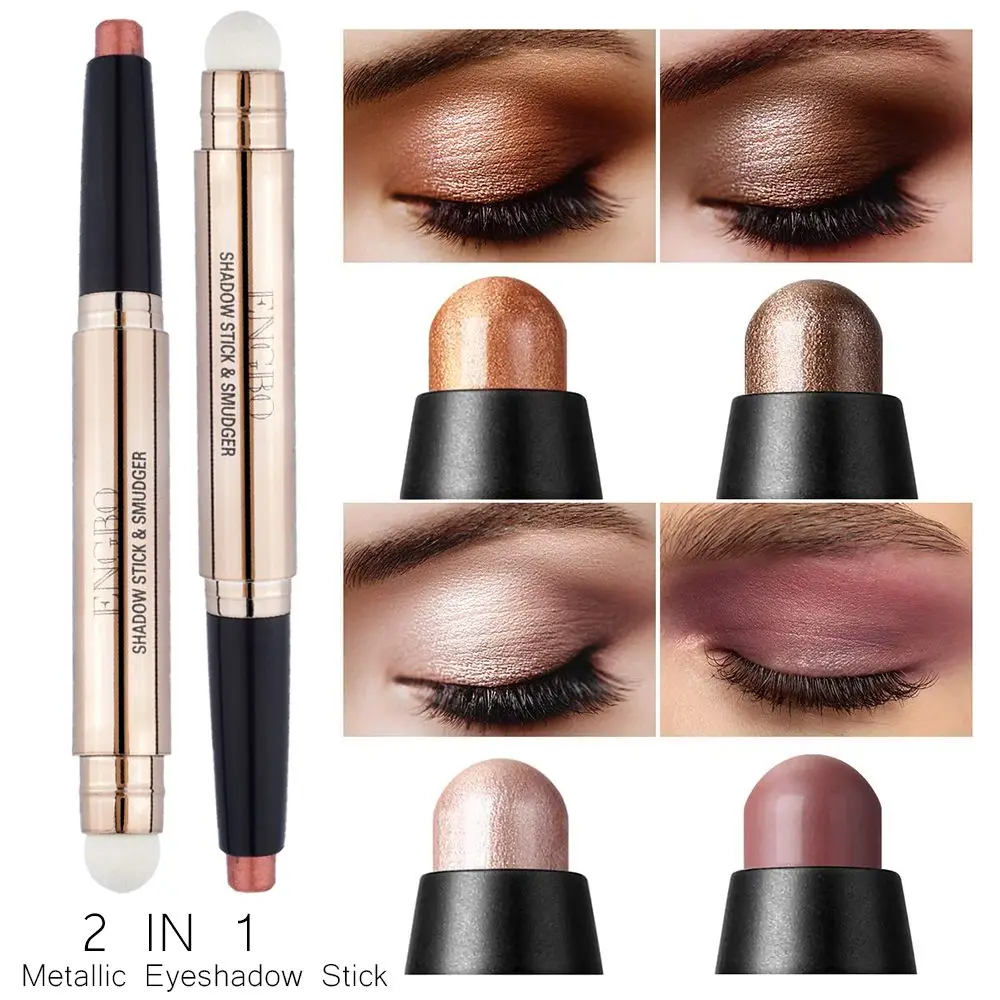 New Double-head Metallic Eyeshadow Stick Shimmer  Eyeshadow Pencil Ultra Pigmented And Long Lasting Cream Eye Shadow Pen