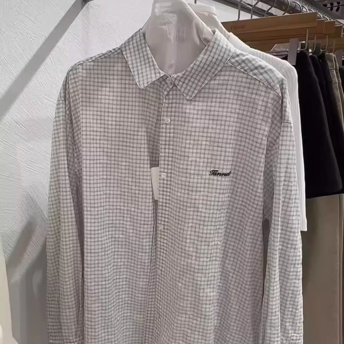 

East Gate Tannat Vintage Sweet College Pure Cotton irt Jaet Top Plaid Pattern Long Sve Collarl Breathable Skin-frie...