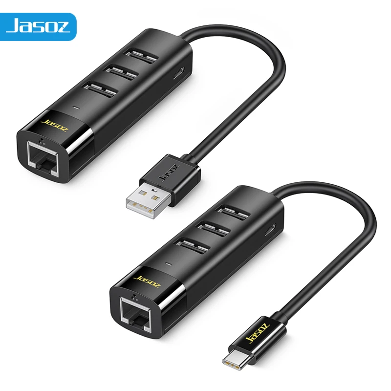 Jasoz USB HUB Docking Station USB A Type C to RJ45 Ethernet Adapter 100Mbps Network Card USB 2.0 HUB Docking Station for MacBook