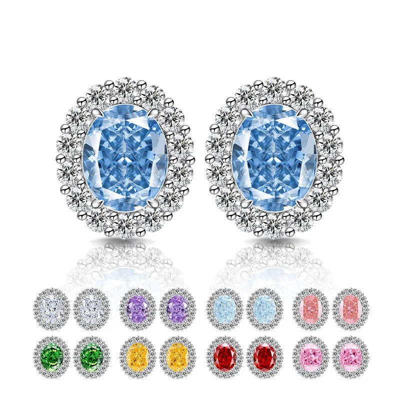 Sterling Silber 925, klares Eis, Blumenschliff, Feuerkristall, Zirkon, Sonnenblume, Damen-Ohrstecker, modische Luxus-Ohrringe, Dating