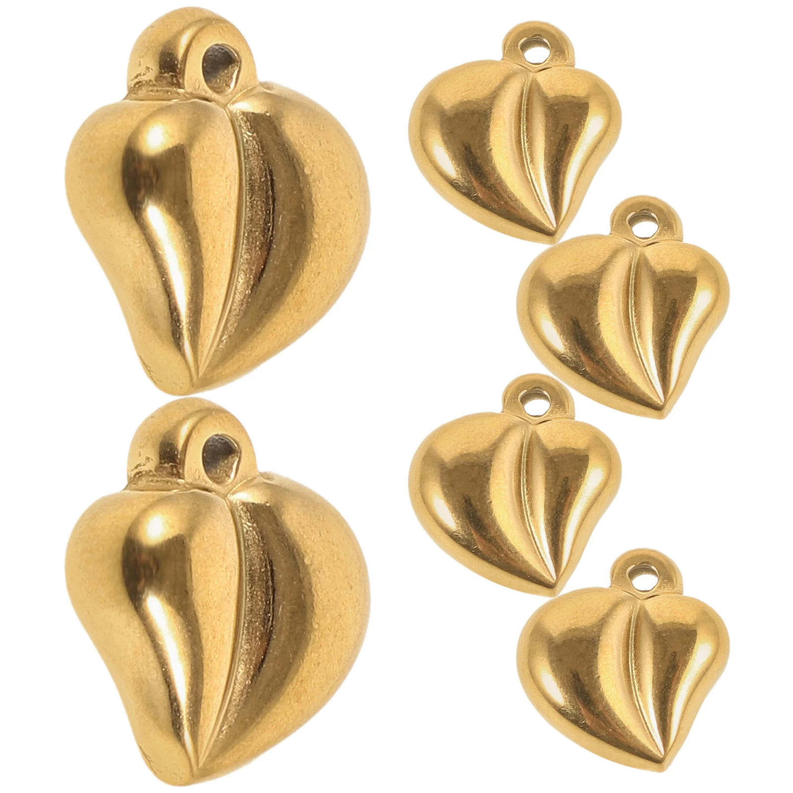 

6 Pcs Heart Shaped Pendant Accessories Solid Necklace Findings Stainless Steel Creative Design DIY Jewelry Making Supplies