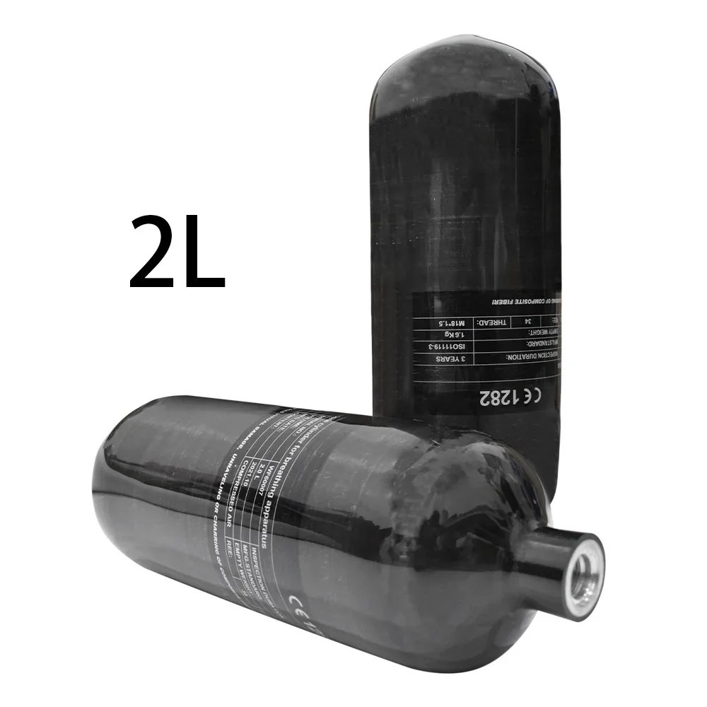 Tuxing-alta Pressão Tanque de Mergulho Cilindro de Fibra de Carbono Garrafa de ar Hpa Preto Rosca M18 x 1.5 300bar 2l 4500psi
