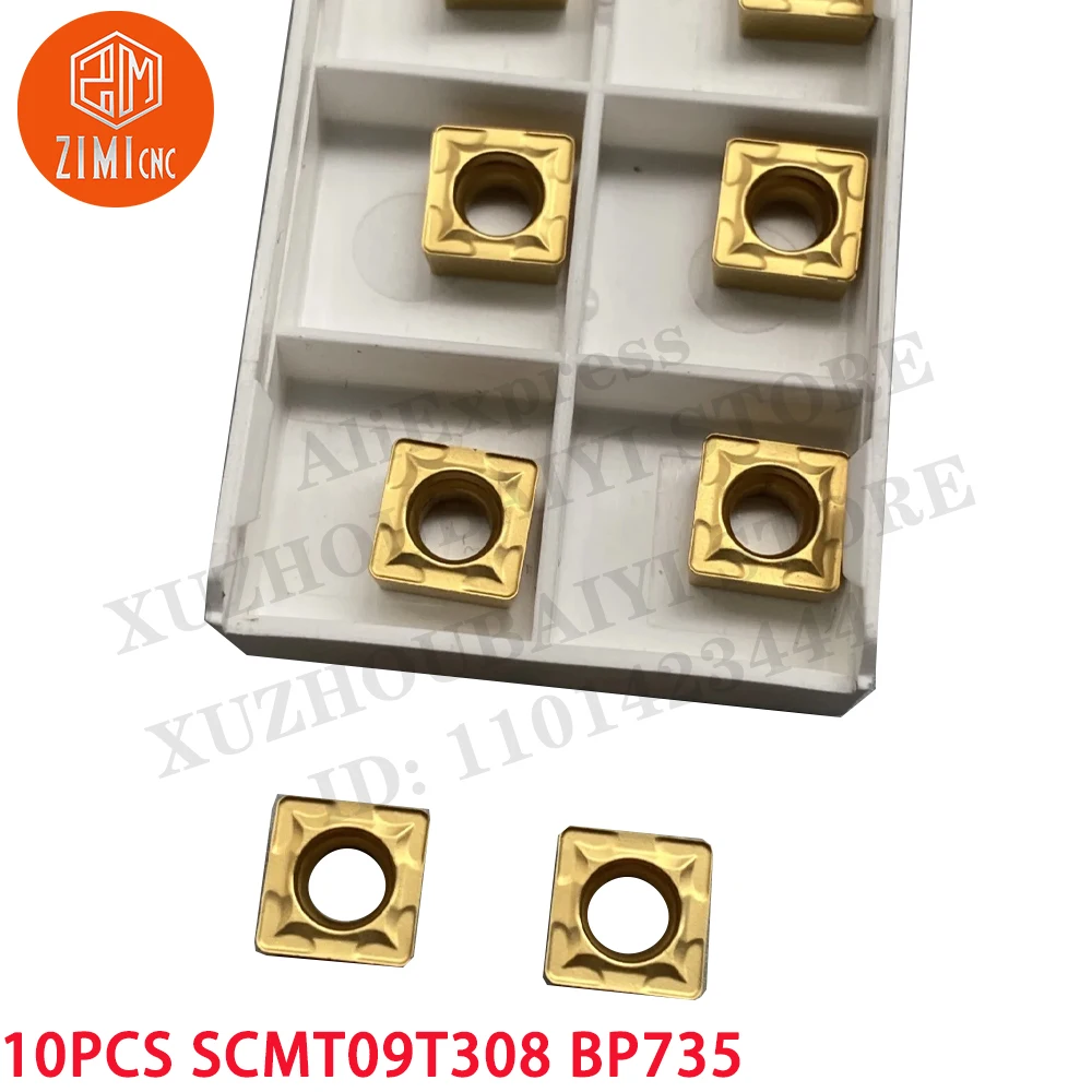 10 piezas SCMT09T308 BP735 Inserto de carburo SCMT32.52 Inserción de torneado de cilindro interno Herramienta CNC Torno de metal Herramienta de corte mecánica
