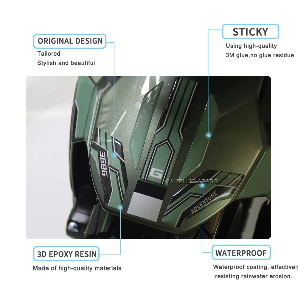 Motorfiets Voorspatbord Sticker 3D Epoxyhars Waterdichte Bescherming Sticker Motorfiets Accessoires voor Zontes 368G 2025
