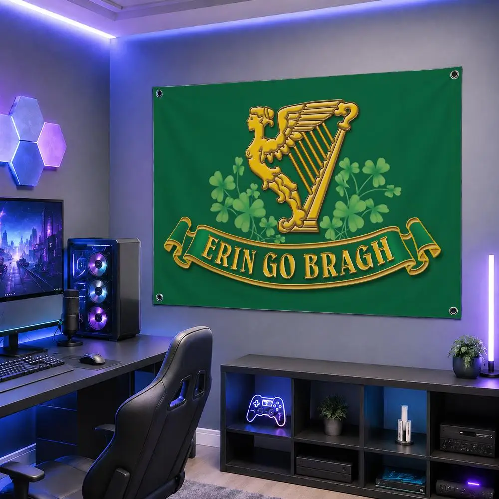 Classic Motto E-Erin Go BraghS Flags Washable Fade-Resistant Flag HD Print Lightweight Durable Indoor/Outdoor