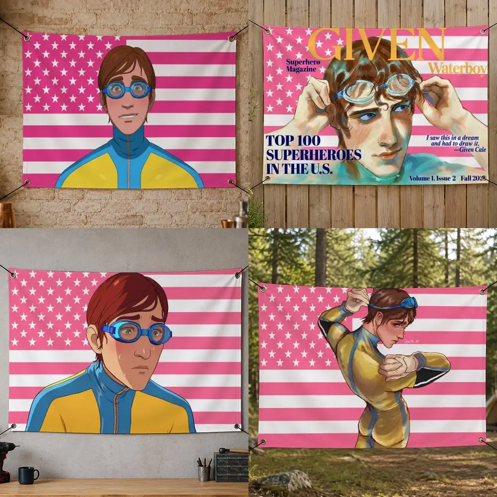 Gaming-Superhero Comedy Fun Hero Dispatch-Waterboy Flags Flag Banner for Bedroom Dorm Party Home Living Room Game Room Gift