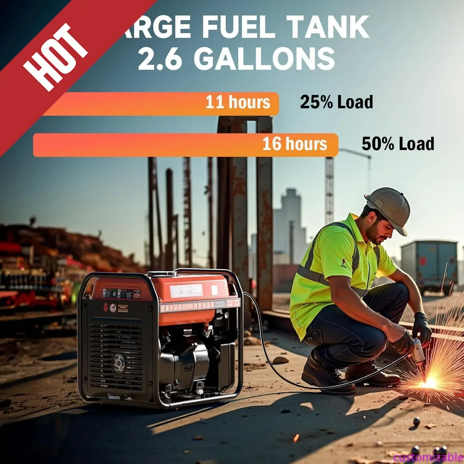 

Customizable Inverter Generator 4200W, Portable Generator Gas Powered With Long Runtime,for Home Use, RV, Camping, Worksite