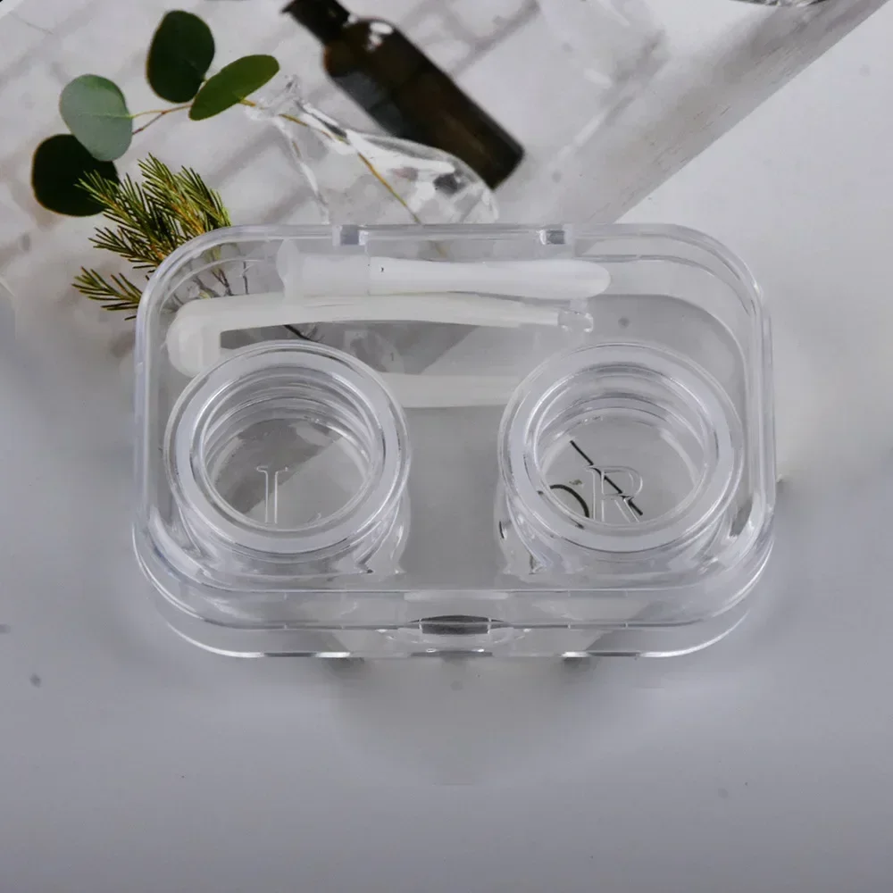 Mini Transparent Cute Portable Contact Lens Case with Tweezer Suction Stick Set for Travel Kit Holder Contact Lenses Box