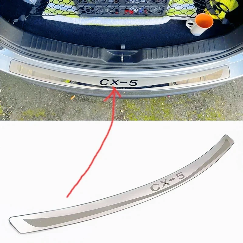 

Хромированный стиль для Mazda CX-5 2013-2022, защита заднего бампера из нержавеющей стали, защитная наклейка на порог багажника