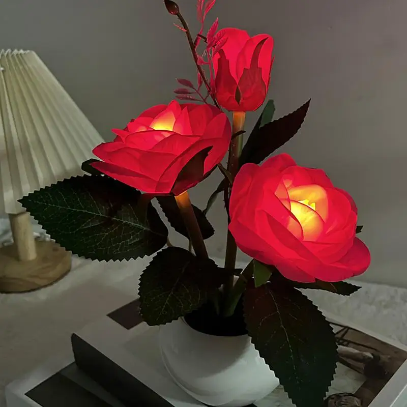 Led Rose Night Light Rose Small Table Lamp Home Décor Decorative Lamp For Home Multi-Functional Energy-Saving For Home Bedroom