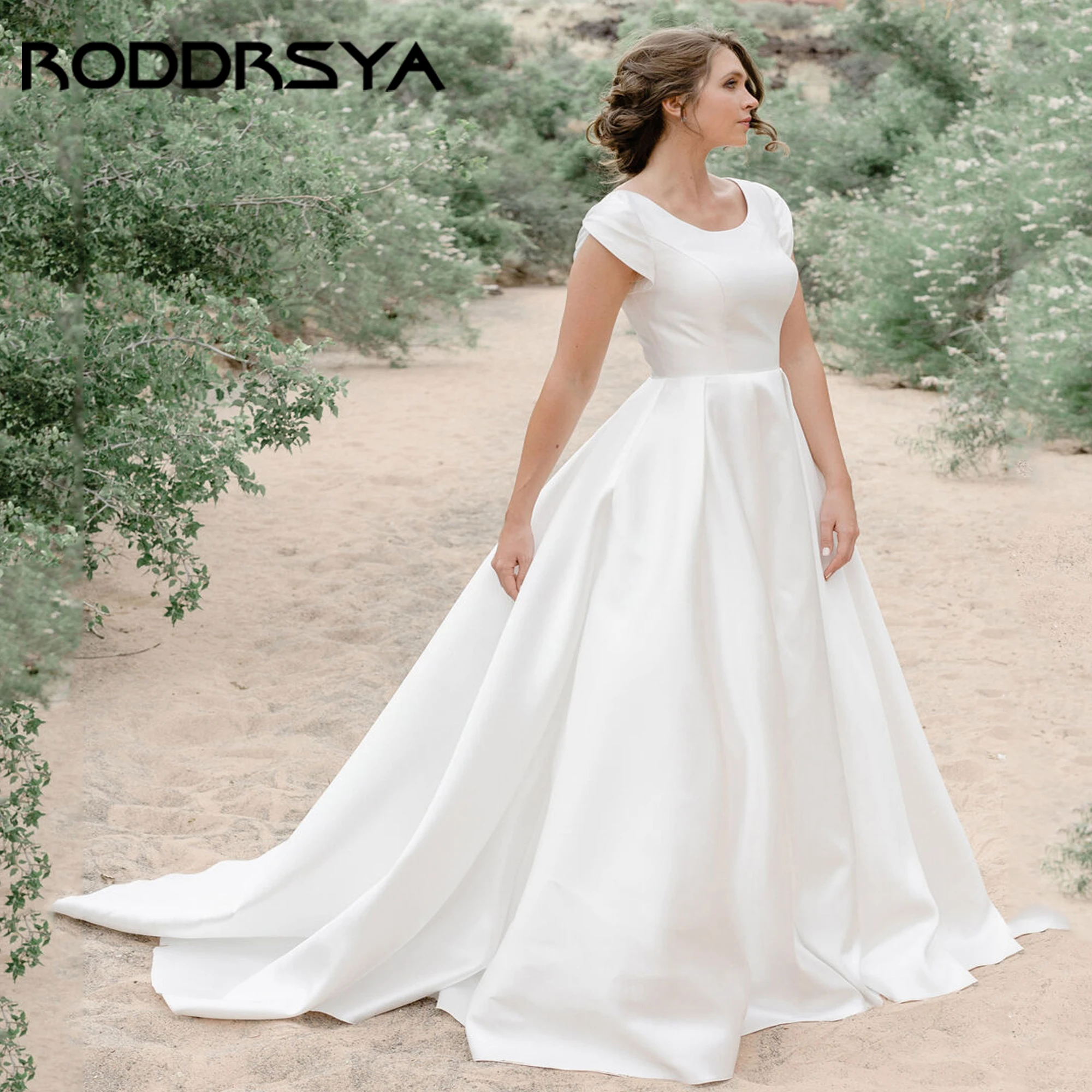 

Elegant A-Line Boho Wedding Dress Tulip Short Sleeves Bridal Dress Luxury Satin Bride Gowns New Vestido De Novia 2025 Customized