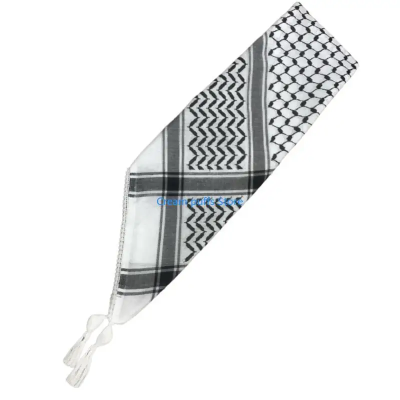 50LE Man Fashion Shemagh Scarf Arabian Headscarf Breathable Neckerchief for Daily
