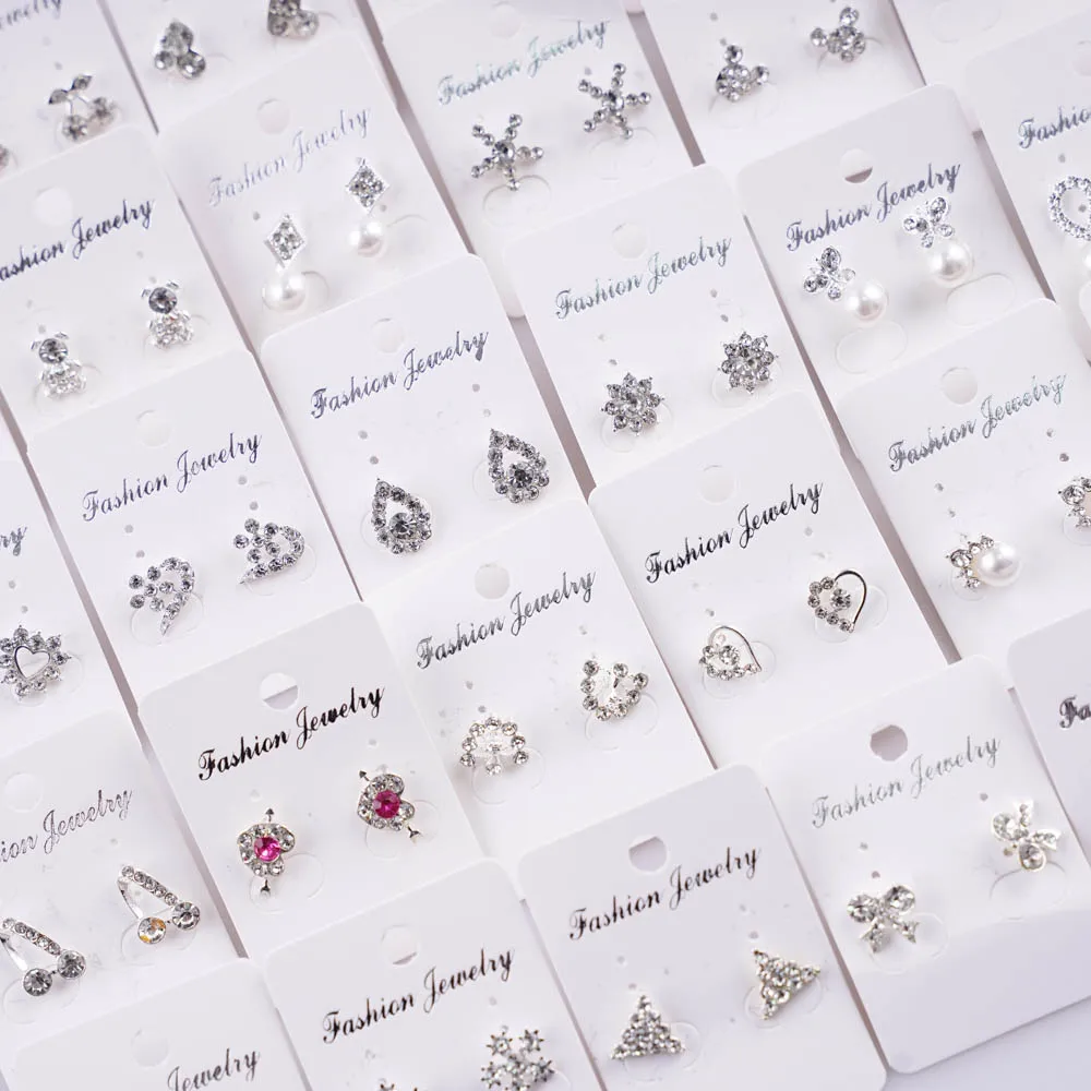 20Pairs/Lot Trendy Simulation Pearl Earrings for Women Fashion Jewelry Rhinestones Wedding Party Gifts for Best Friends