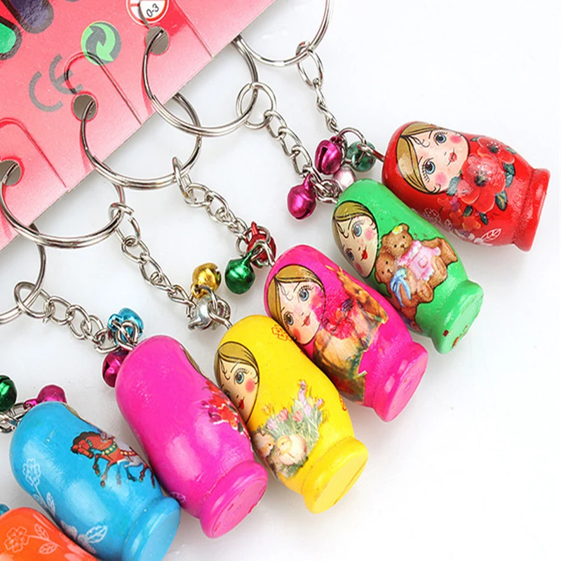 Imagem -04 - Russian Nesting Dolls Key Ring para Crianças Figuras Babushka Matryoshka Brinquedos Infantis Presente de Aniversário Chaveiros 120 Pcs