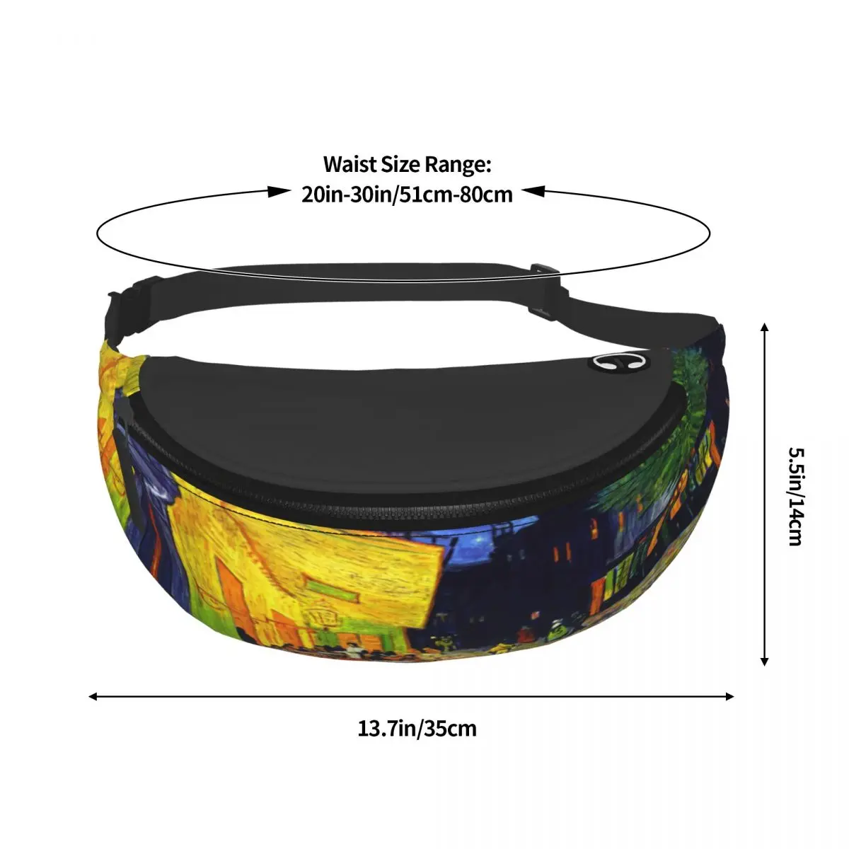 Cool Cafe Terrace at Night Fanny Pack para homens e mulheres, corrida, bolsa de cintura crossbody, bolsa de dinheiro para telefone, pintura Van Gogh