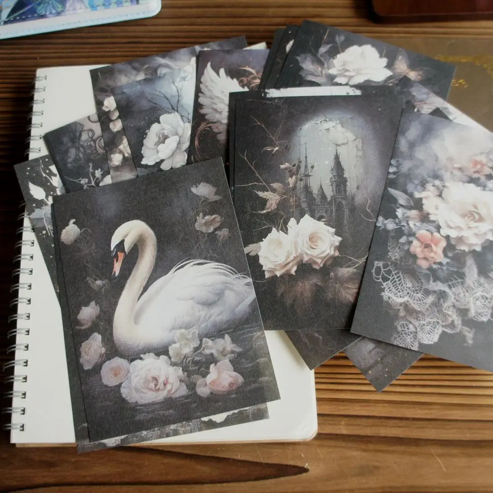 ورق رسم زهرة البجعة ، علامة هدية ، ديكور سكرابوكينغ ، ورق خلفية ذاتي الصنع ، أسود غامق ، أحمر ، أصفر ، 20 ورقة