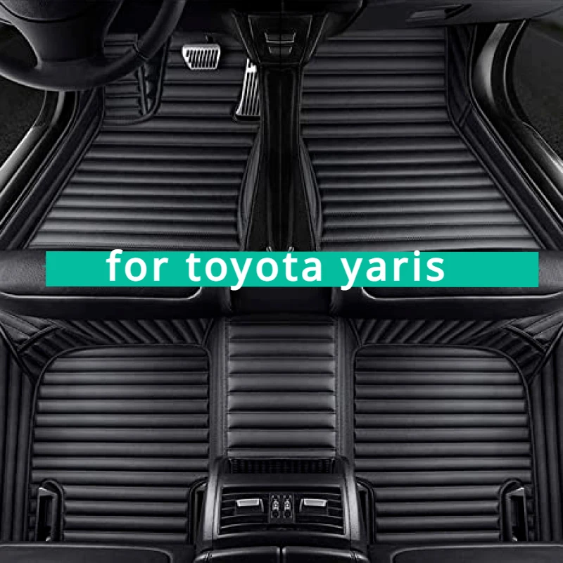 Custom Car Floor Mats for toyota yaris Interior Accessories 2008-2010-2013-2024 All Weather CarpetAnti-Slip Auto Foot leather