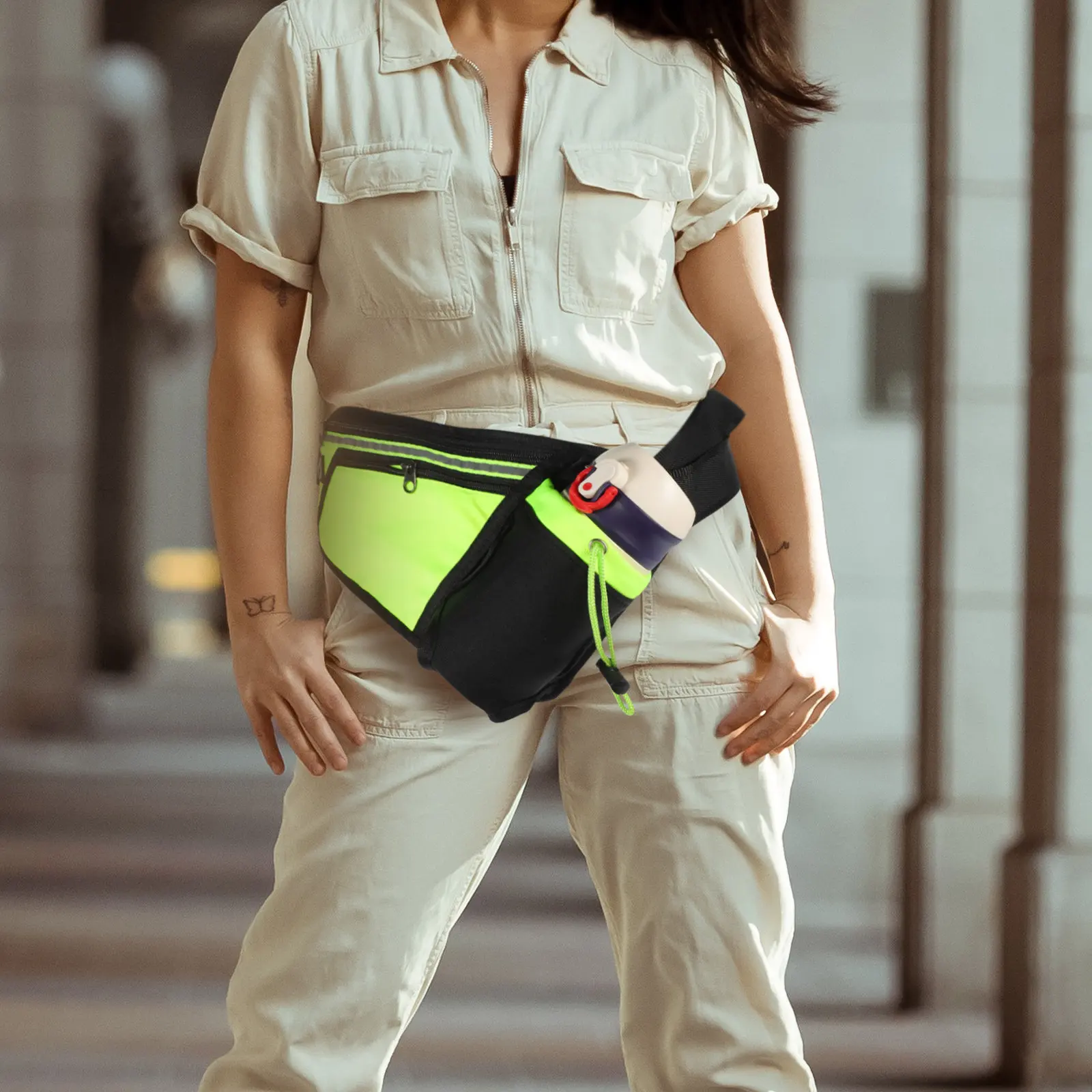 

Water Bottle Holder Waist Pack Adjustable Strap Fanny Pack for Running Travel Workout Fashionable Multipurpose Pouch for Women