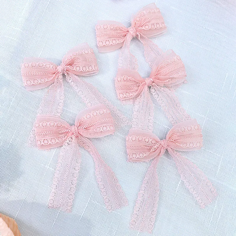 5/6Pcs Pink Lace Hairpins Girl Princess Bowknot Hair Clips For Girl Kids Barrettes Korean Hairgrips Headwear Hair Accessories