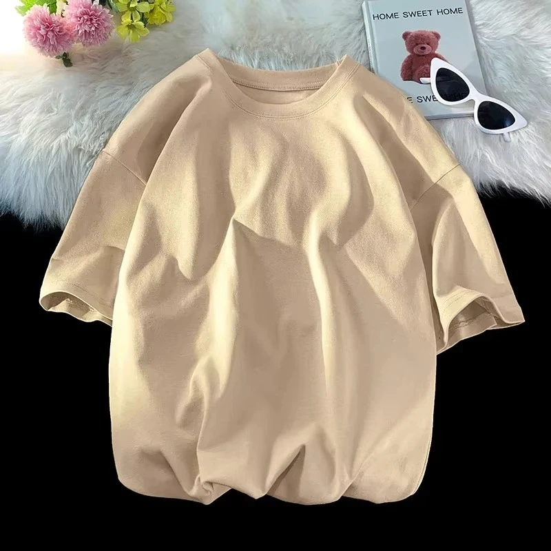 Summer New Men's and Women's Short-sleeved T-shirt 100% Cotton O-neck Loose Basic Top Fashionable Casual and Comfortable T-shirt