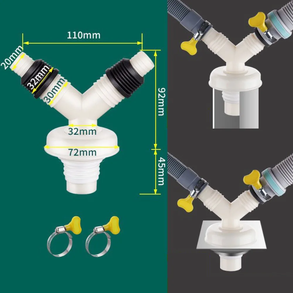 

Прочный тройник двойного назначения для сливной трубы для стиральной машины, противовосстанавливающий переходник для сливной трубы для раковины, многофункциональный канализационный ответвление с защитой от запаха