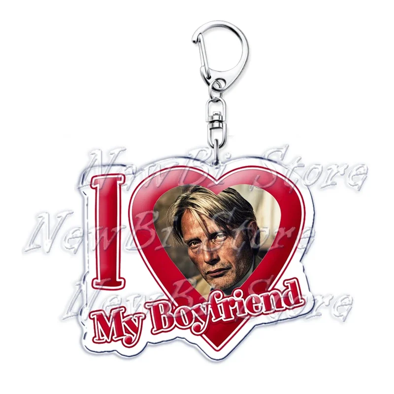 I Love My Boyfriend Mads Dittmann Mikkelsen Keychains Hannibal Keyring for Accessories Bag Pendant Key Chain Ring Jewelry Gifts view 3