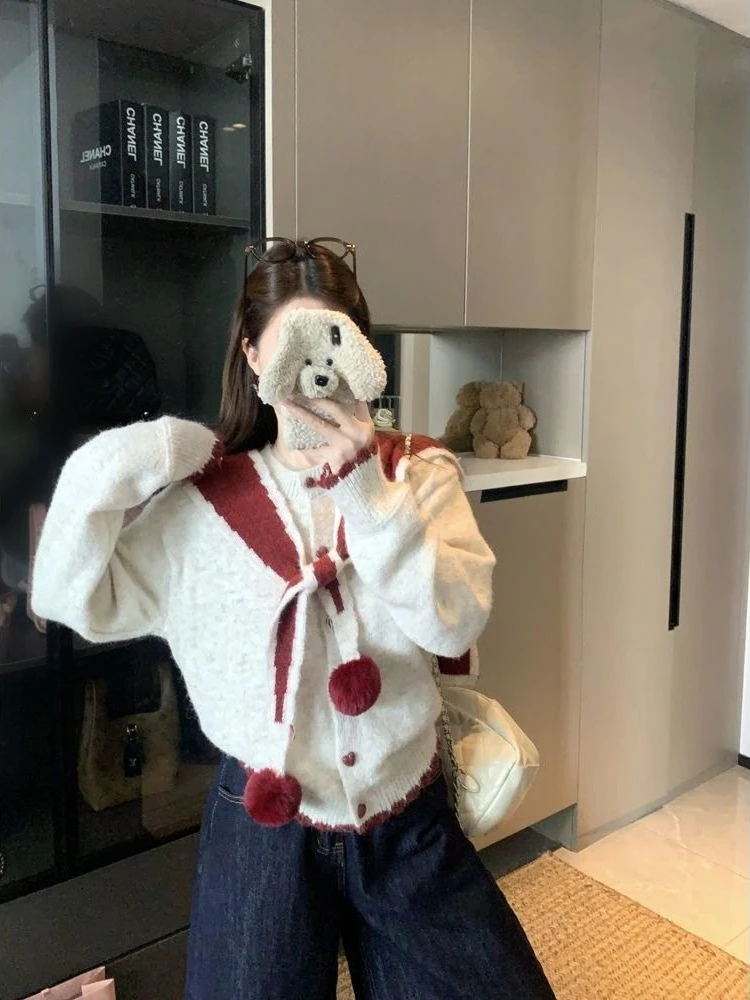 

Autumn and Winter Fashion New Korean Elegant Knitted Cardigan Design Sense High End Shawl Long Sleeve Versatile Warm Coat