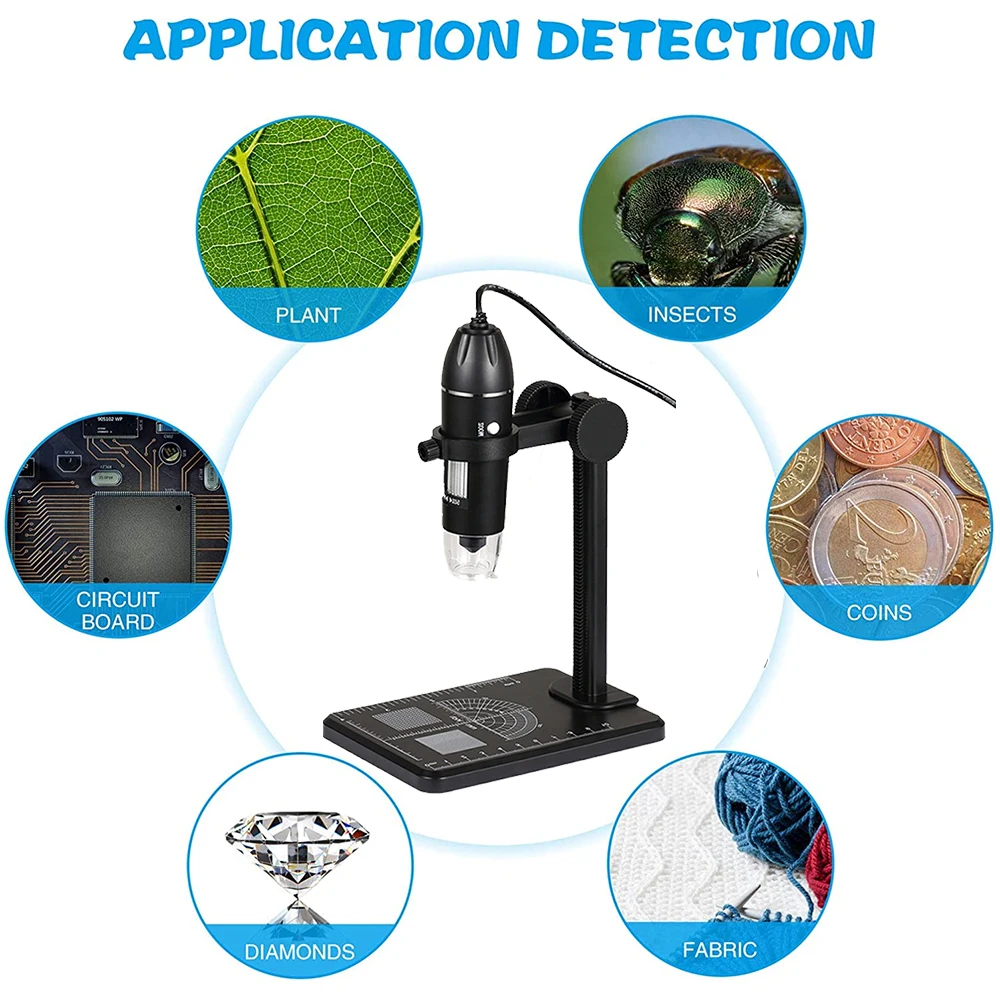 TKDMR WIFI USB HD Desktop Digital Electronics Microscope Adjustable 1600X 8 LED Zoom Magnifier Mobile For Phone PC Repair Coins