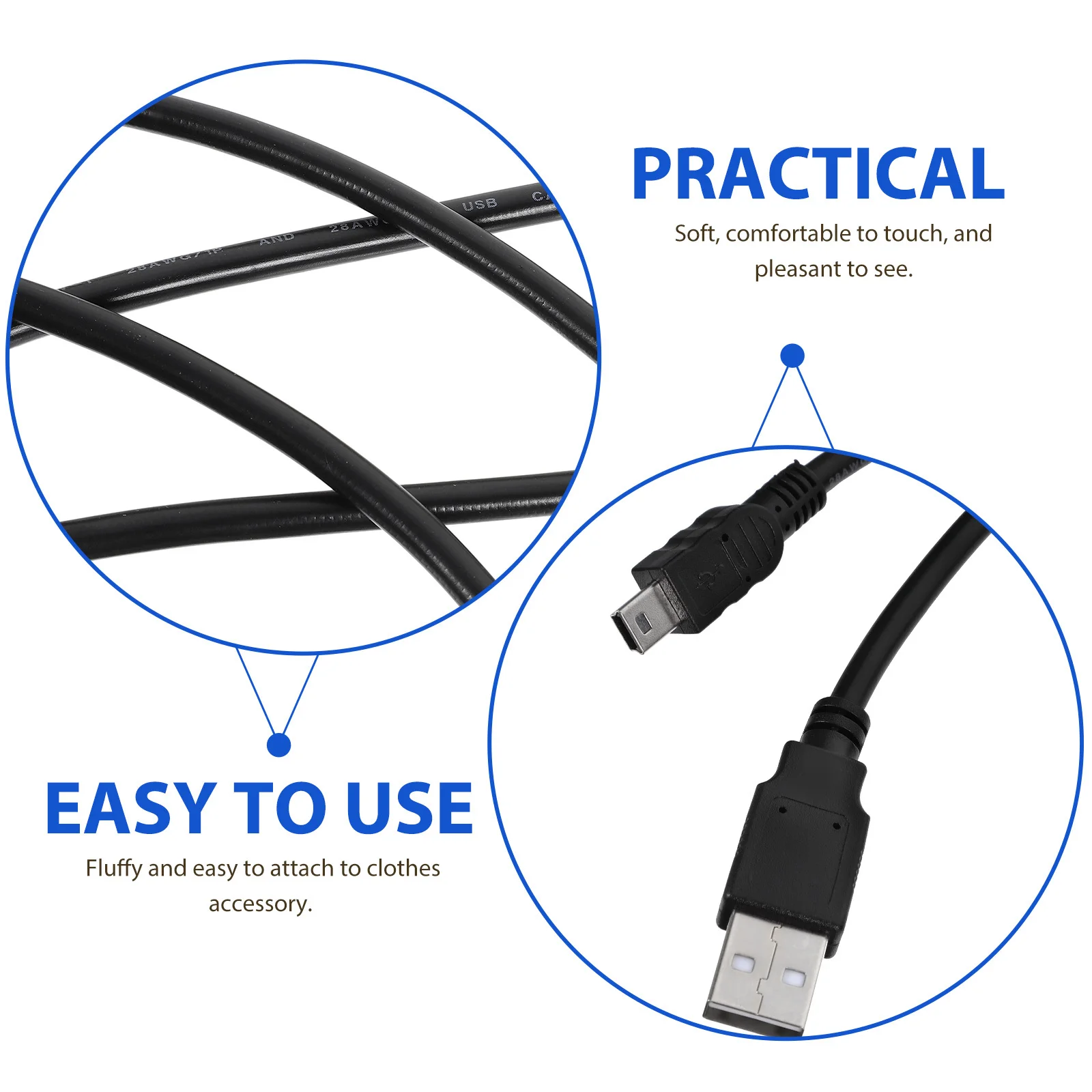 

3-Meter Usb Data Cable For Charging Data Transfer 5 Pin Cord Compatible With Various Devices Mini Usb Adapter Durable