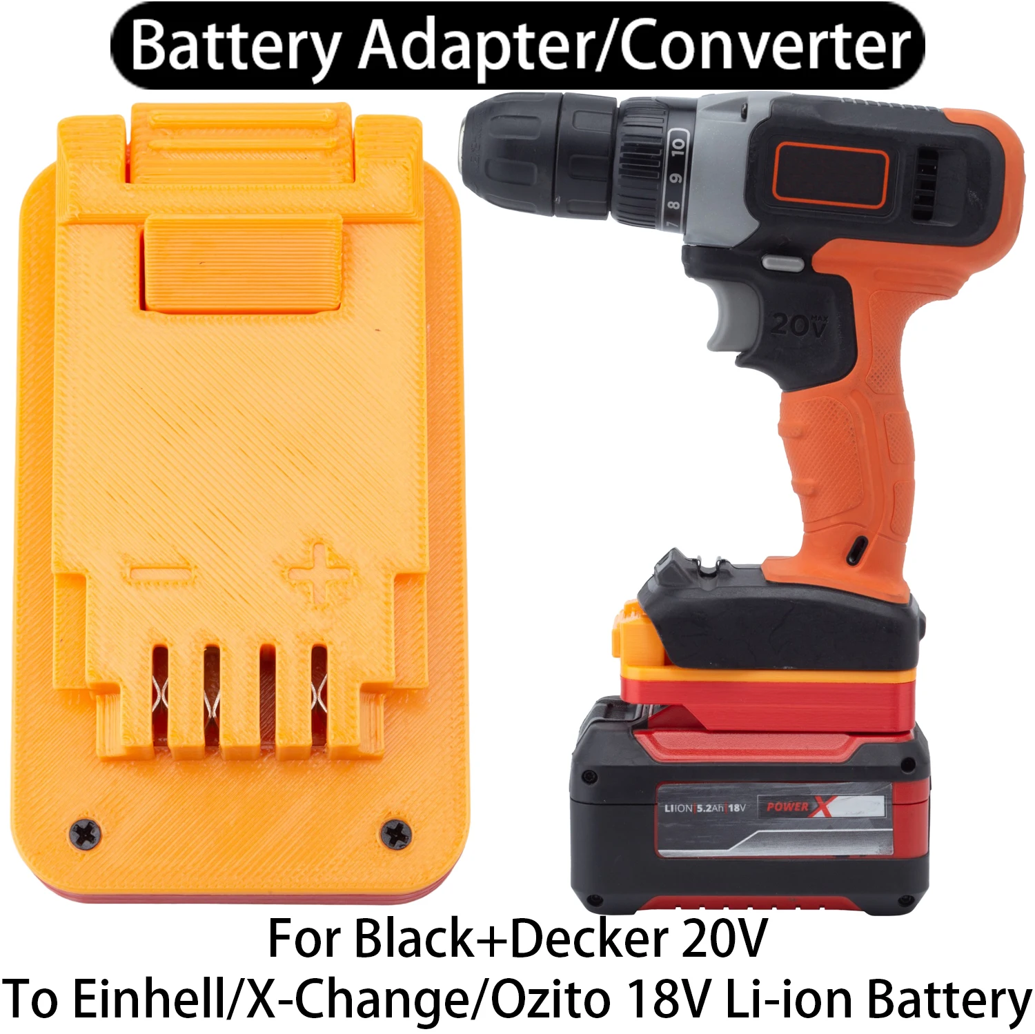 Battery Adapter Converter for Black+Decker 20V Li-ion Tool to Einhell OZITO 18V Li-ion Battery Adapter Power Tool Accessory