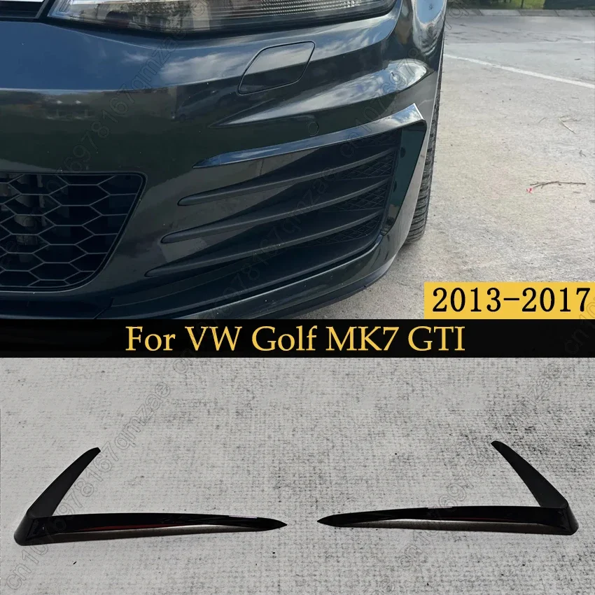 Gloss Black For VW Golf MK7 GTI 2013-2017 ABS Car Front Bumper Fog Light Intake Frame Grille Splitter Spoiler Side Air Vent Trim