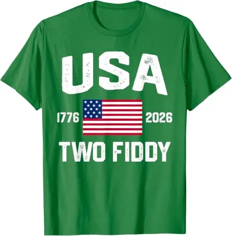 Two Fiddy 2 Fiddy 250th Anniversary 4th of July T-Shirt Y2k USA Proud Patriotic Graphic Saying Tee Neuheitsgeschenk Streetwear Tops – Detail 8
