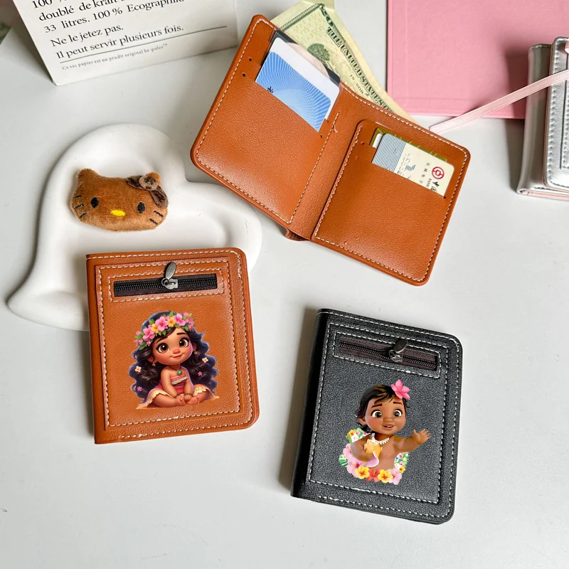 Moana Short Wallet New Pattern Leather Coin Purse Women Mini ID Card Driver License Holder Clutch Wallet Kids Birthday Presents