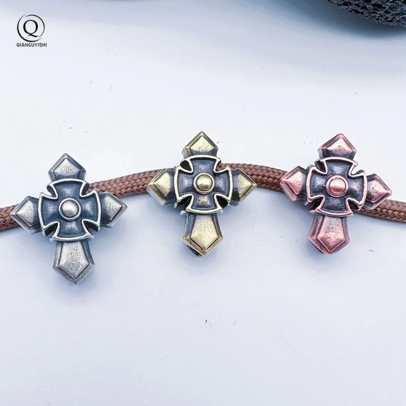 Brass Cross Legion Knife Beads Lanyard Pendants Jewelry EDC Outdoor Tool Umbrella Rope Hangings DIY Paracord Charms Accessories