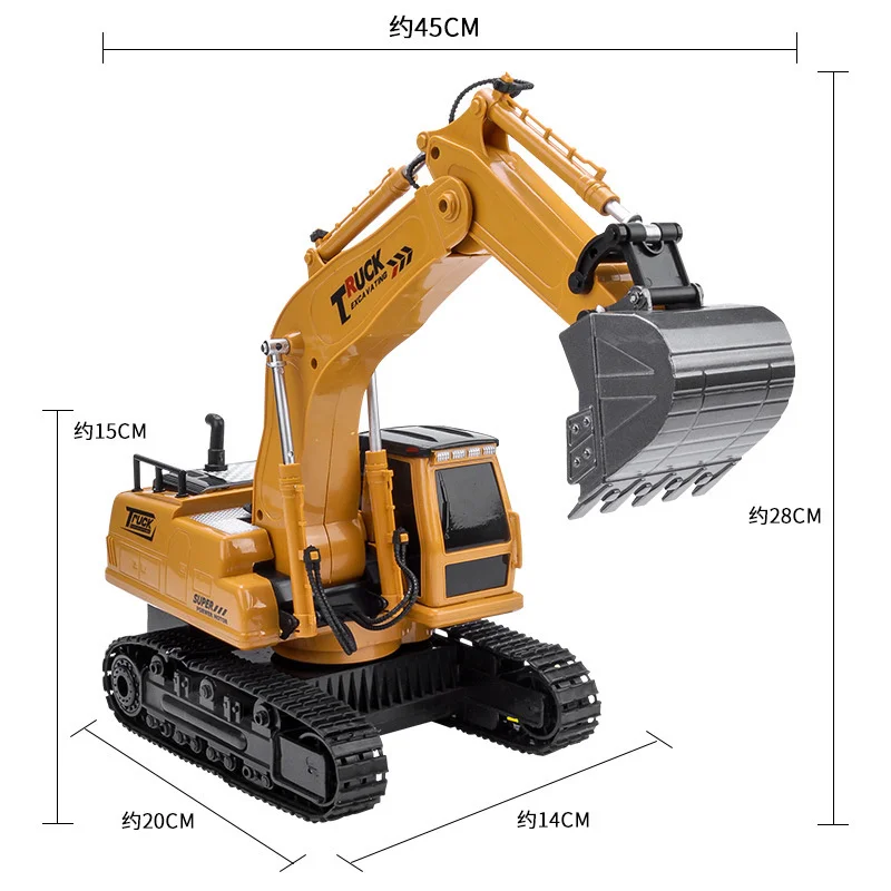 2.4g 12-channel 1:16 Wireless Remote Control 680° Rotating Alloy Bucket Light Music Crawler Excavator Model Children\'s Toy Gift.