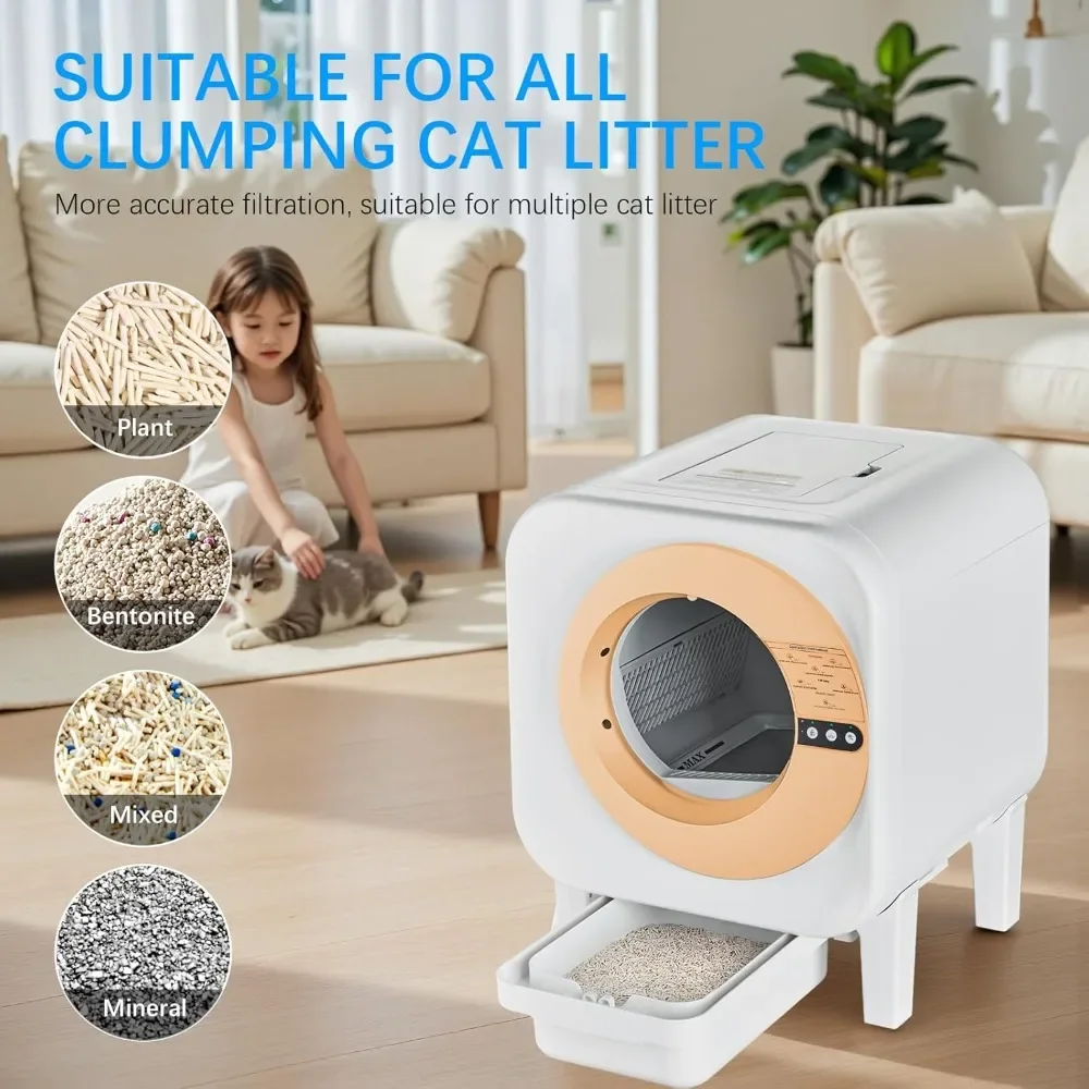 

75L Self-Cleaning Cat Litter Box for Multi-Cats – APP-Controlled Smart Odor-Free Waste System