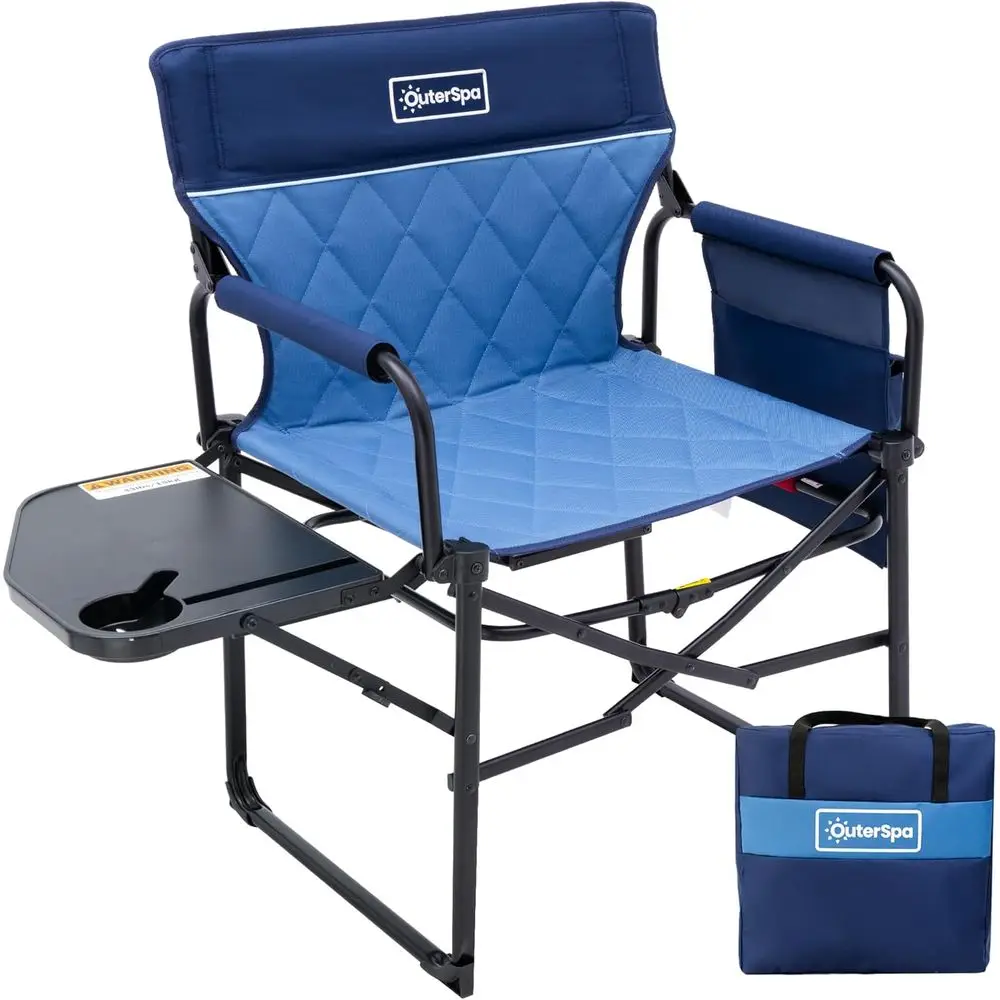 

Heavy-Duty Oversized Adult Camping Chair with Table, 350 lbs Capacity, Blue
